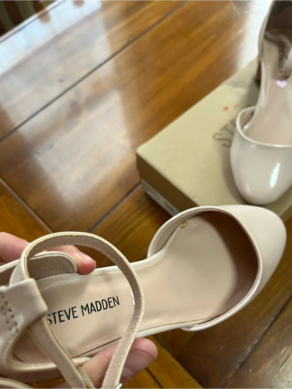 Steve Madden Kids Cream Patent Ankle-Strap Dress Heels